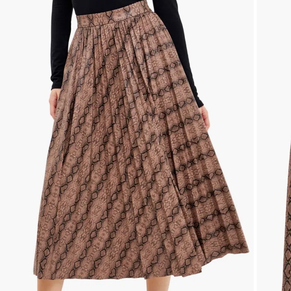 Endless Rose Snakeskin Print Pleated Midi Skirt-GG1